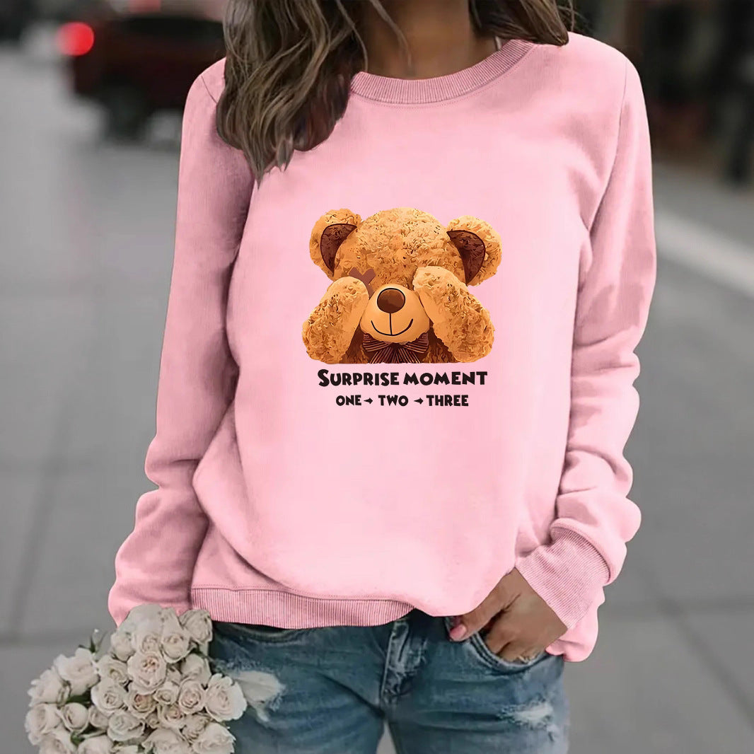 Kvinder Sweatshirt med unikt bjørnemotiv og underholdende sætning Skovae