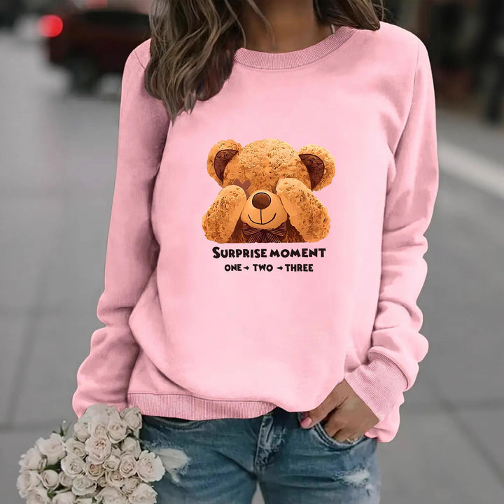 Kvinder Sweatshirt med unikt bjørnemotiv og underholdende sætning Skovae