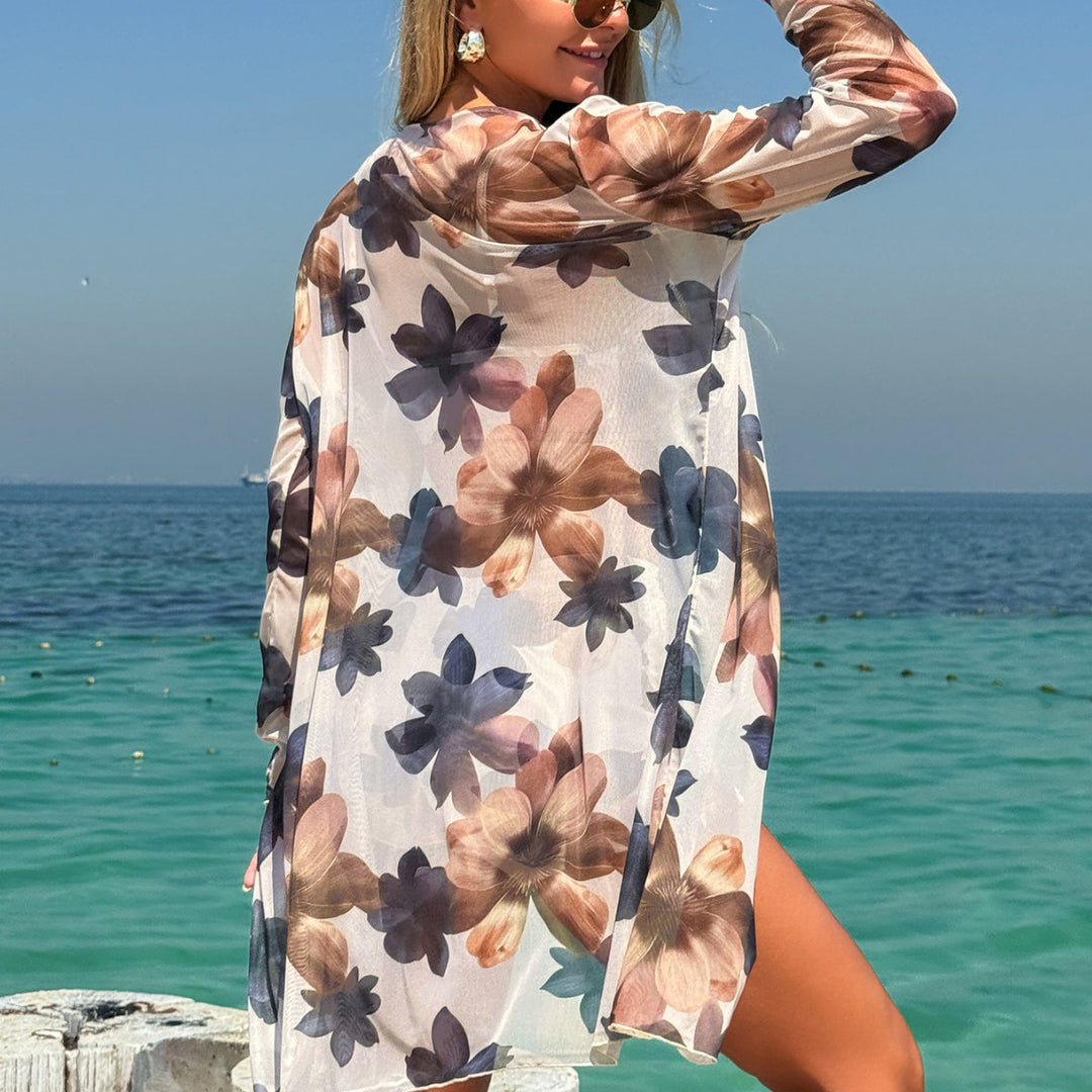 Dame fritids-kimono med blomstermotiv og sidelæns taljeindtræk Stilla