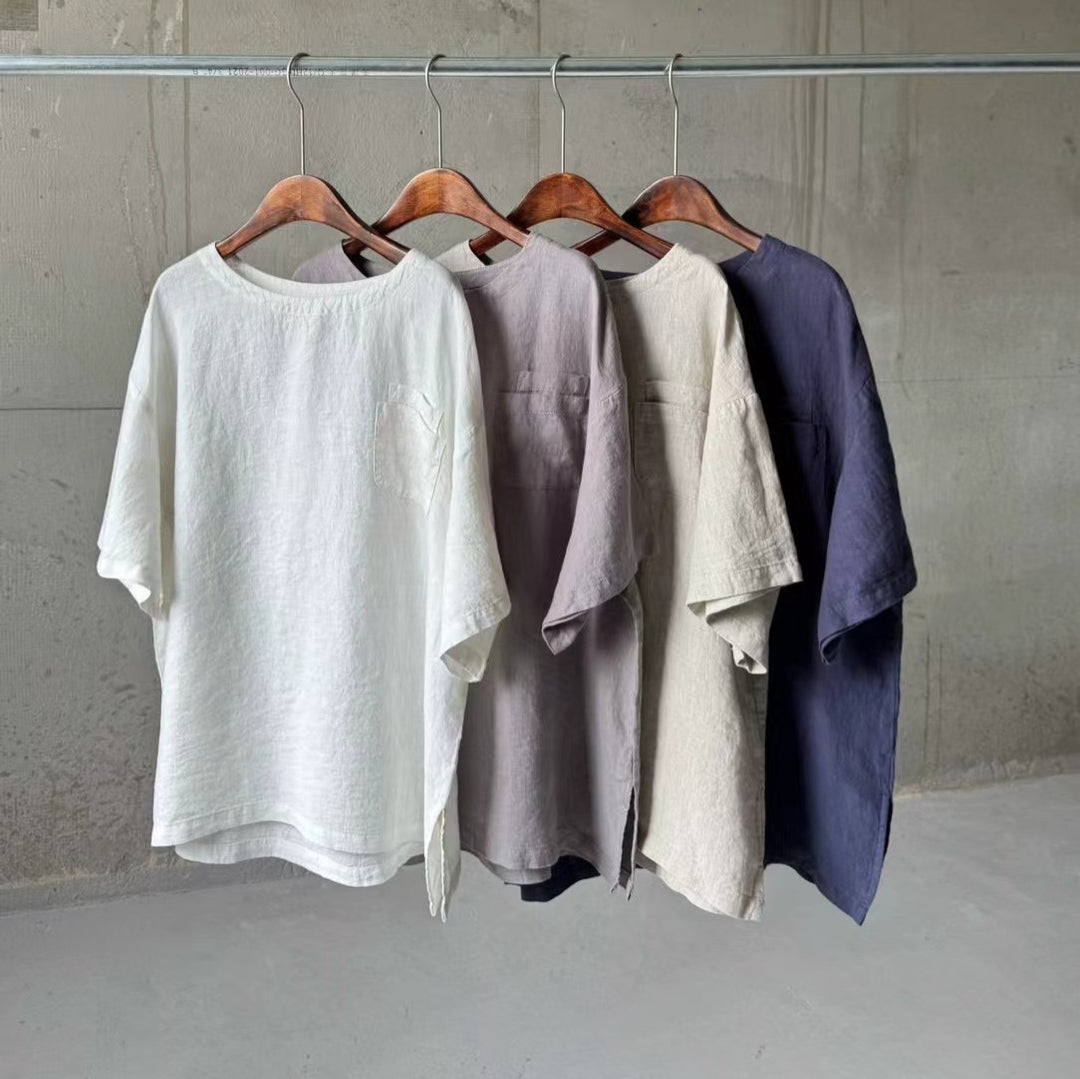 Femme Casual Linned Tunika-Skjorte Stilla
