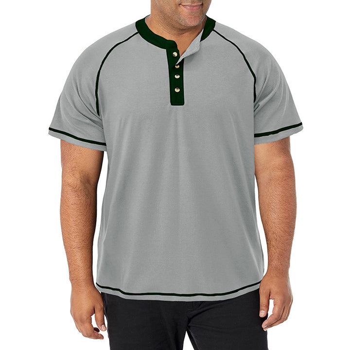 Herrer kortærmet henley-shirt med iøjnefaldende kontrastsyninger og behagelig pasform Stilla