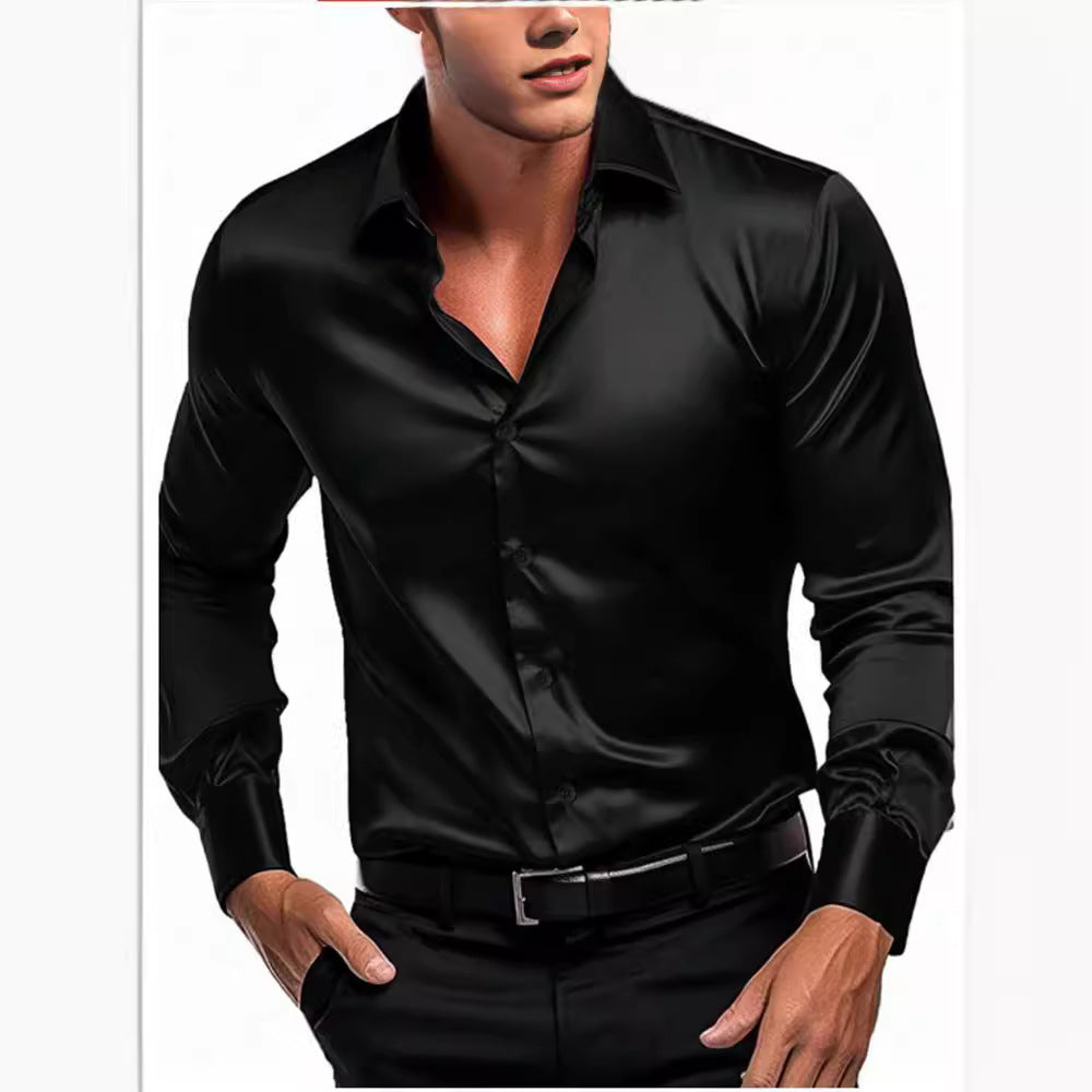 Herrer Hochglans Satin skjorte med moderne snit og elegante detaljer Stilla