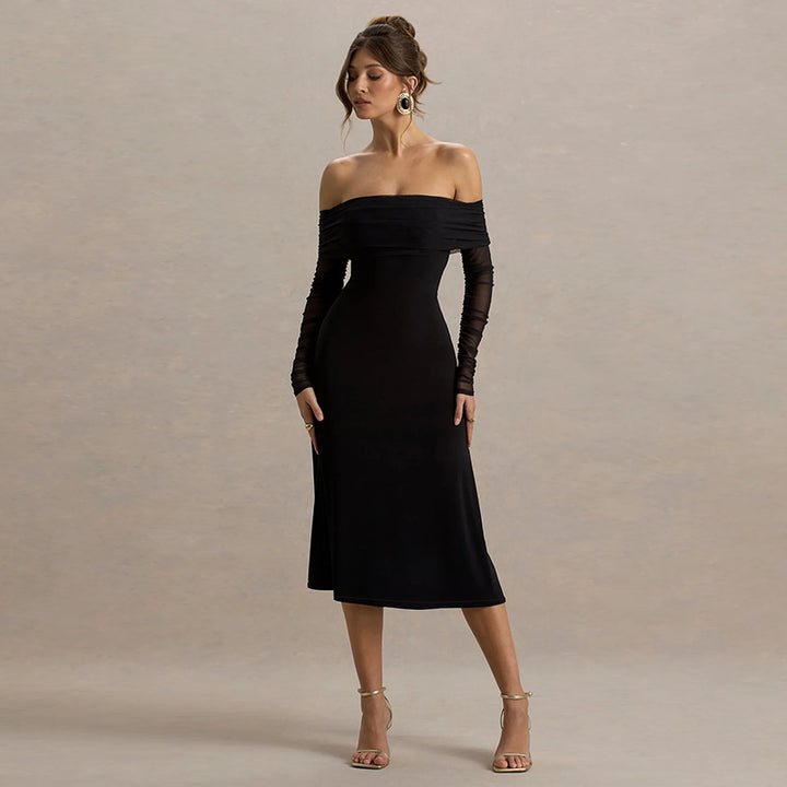 Dame Off-Shoulder Maxikjole med elegante Rüschen Skovae