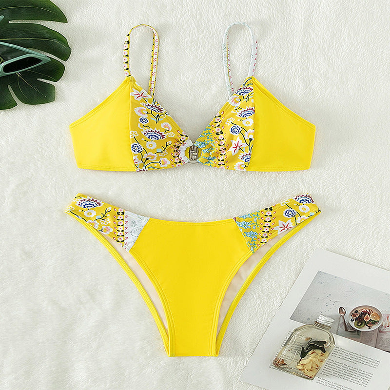 Dame Bikini-sæt med blomstret design og højskåret trusse Skovae