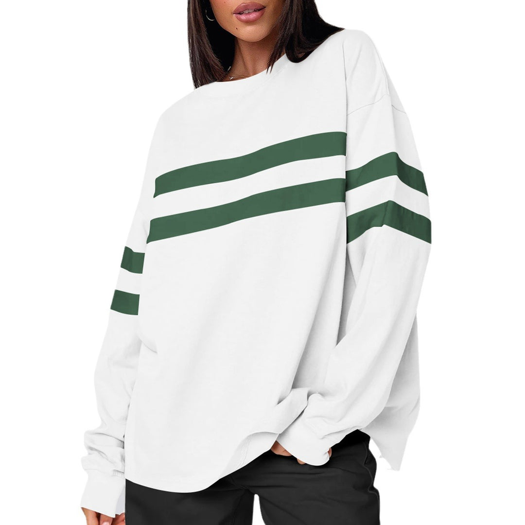 Dame casual oversized sweater med farvemæssigt kontrasterende striber Stilla