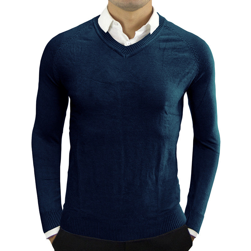 Herrer V-hals Finstrikpullover Stilla