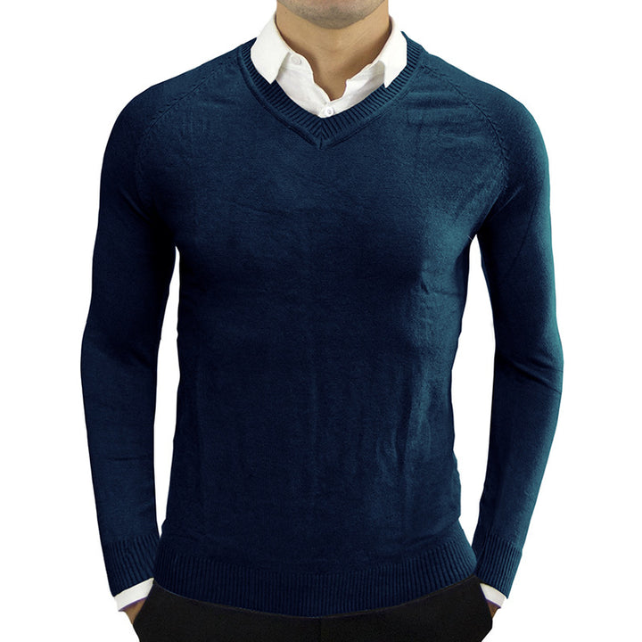 Herrer V-hals Finstrikpullover Stilla