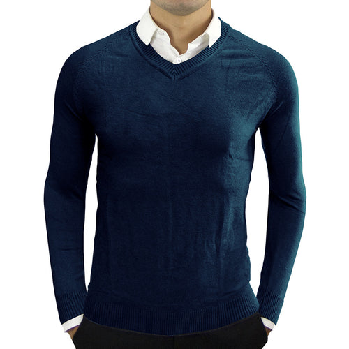 Herrer V-hals Finstrikpullover Stilla