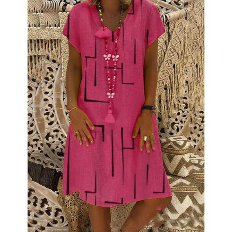 Stilla | Trendy Print V-Hals Kjole