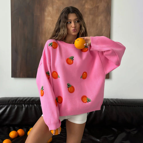 Kvinders Oversized Sweatshirt med Farverige Broderidetaljer Stilla