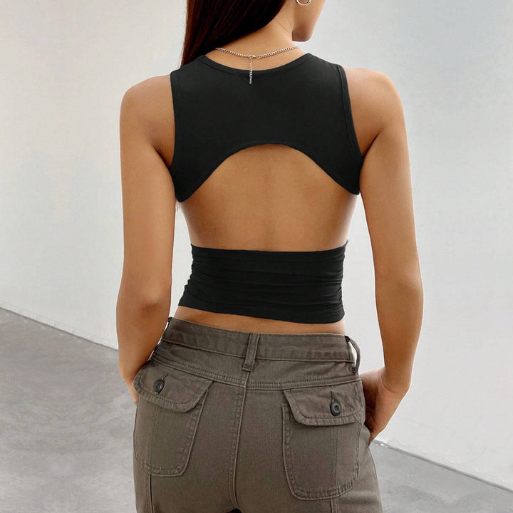 Dame Mode Cropped Top med Side Samle Element Stilla