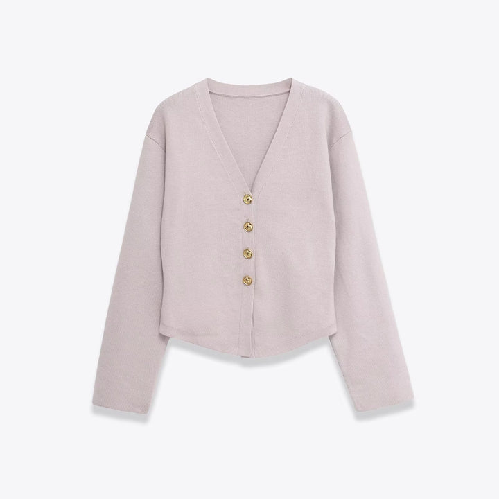 Dame cropped strikjakke med elegante knapdetaljer Stilla