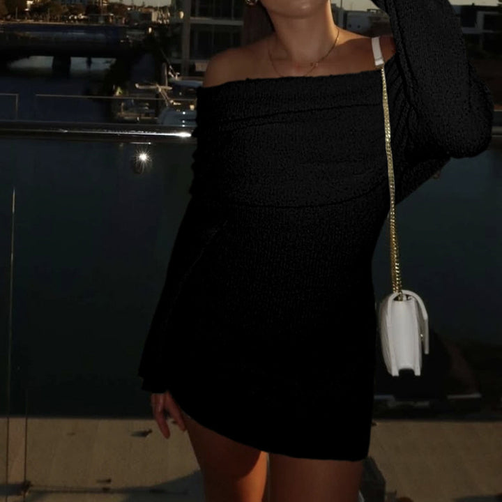 Dame Off-Shoulder Minikjole med elegant rynkeeffekt Skovae