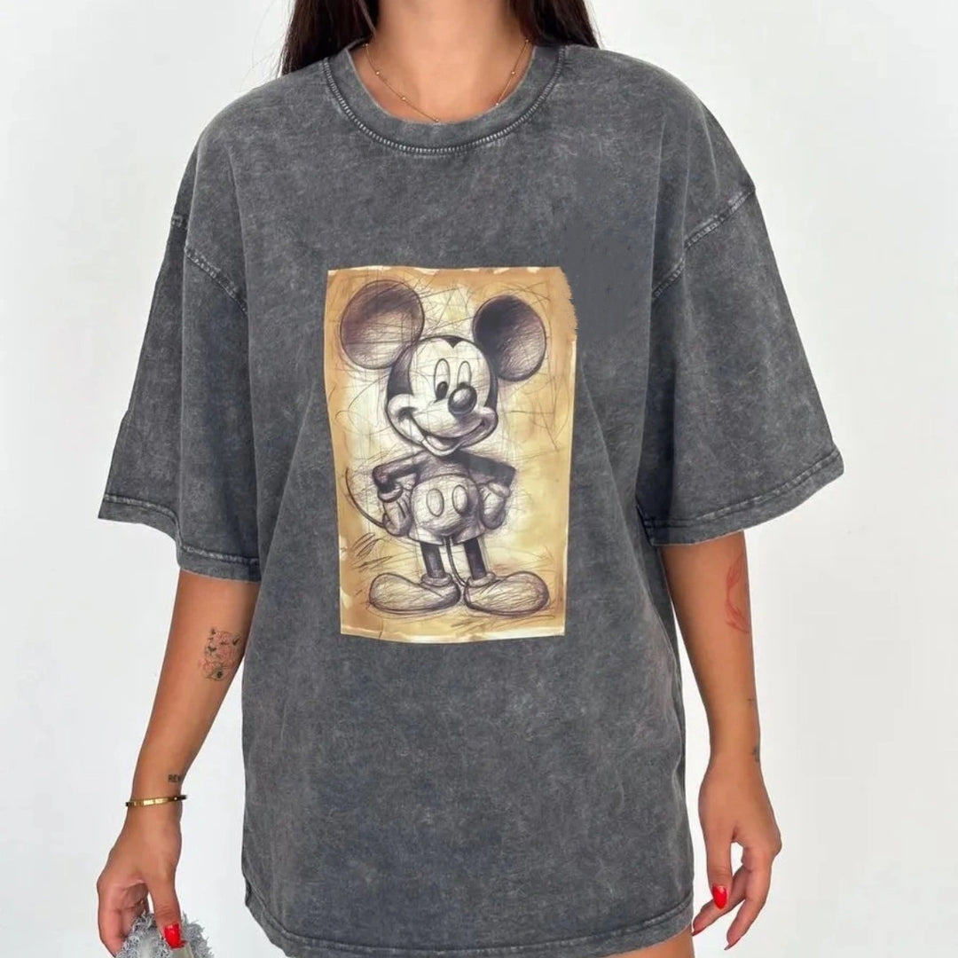 Dame Oversized T-Shirt med nostalgisk Mickey Mouse design Stilla
