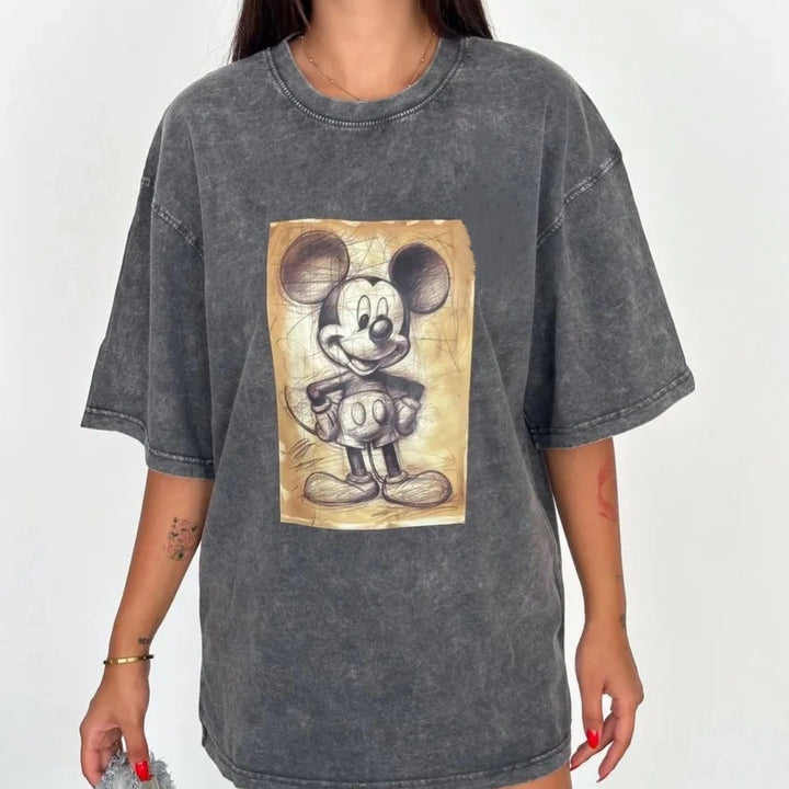 Dame Oversized T-Shirt med nostalgisk Mickey Mouse design Stilla