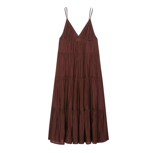 Femme Maxi Slip Kjole med Flæsekant og Spaghetti Stropper Stilla