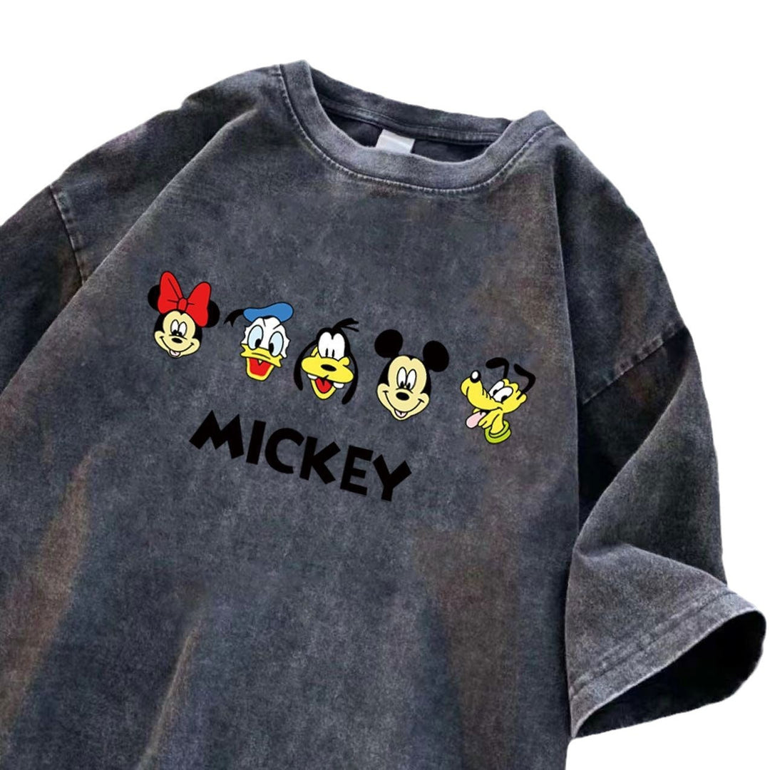 Dame T-shirt med Mickey Mouse karakterer og kreativ vintage tryk Stilla
