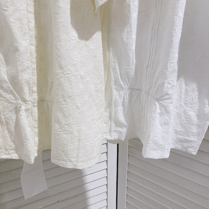 Dame Struktureret Bluse med Knapper og Spids Stilla