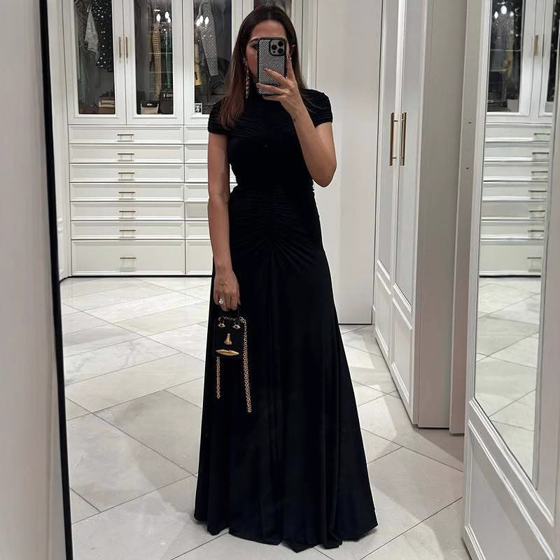 Dame elegant aftenkjole med struktureret rynkning Stilla