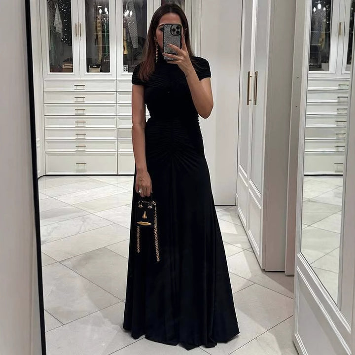 Dame elegant aftenkjole med struktureret rynkning Stilla