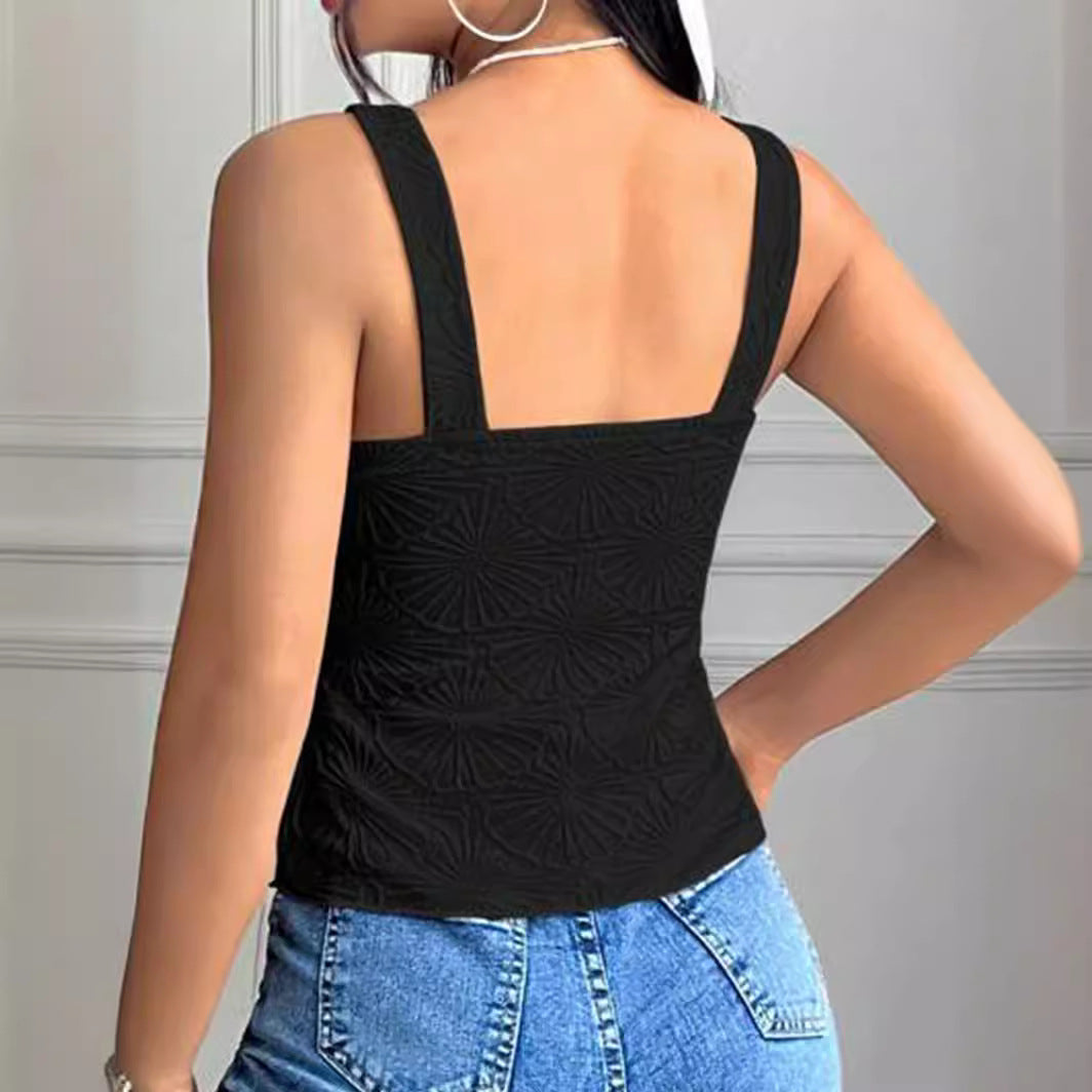 Dame Tekstureret Kvadrat-Udskæring Crop Top Stilla
