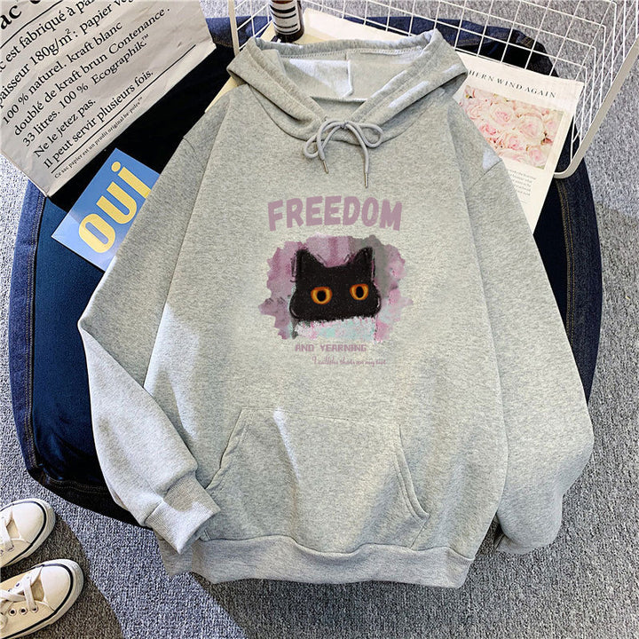 Kvinders hættebluse med kreativ kat design Skovae