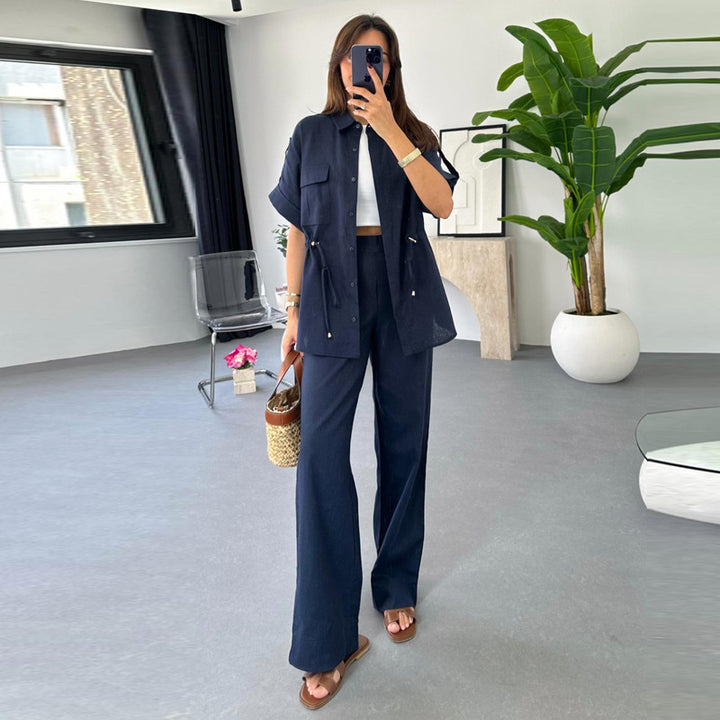 Dame stilfuldt linned-outfit Stilla