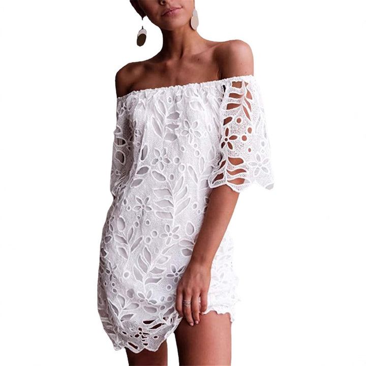 Dame Off-Shoulder Kjole i høj kvalitet broderi Stilla