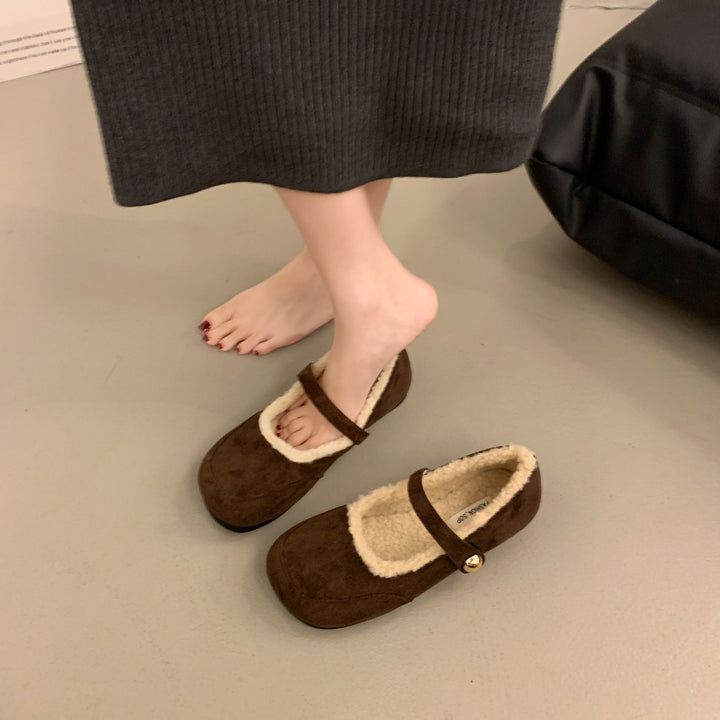 Dame varme fleeceforede Mary Jane ballerinaer Stilla