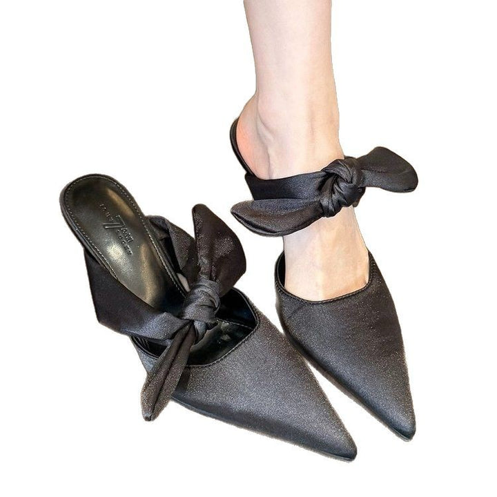 Femme Elegante Åben-Tå Mule med Sløjfe-Detalje Stilla