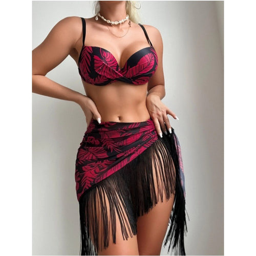 Dame bikini kombination med raffineret indpakningsdesign og frynset kant Stilla