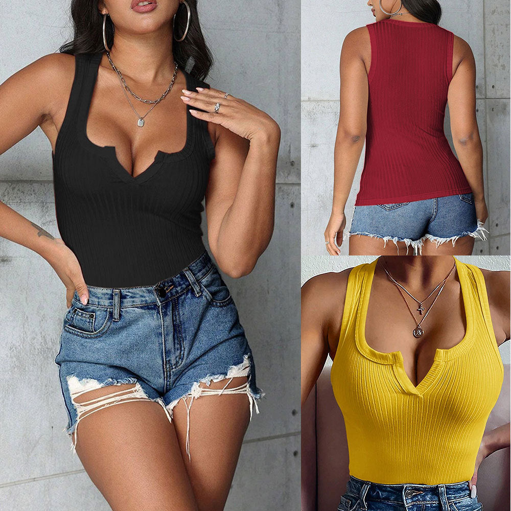 Kvindernes figursyede V-hals tanktop Stilla