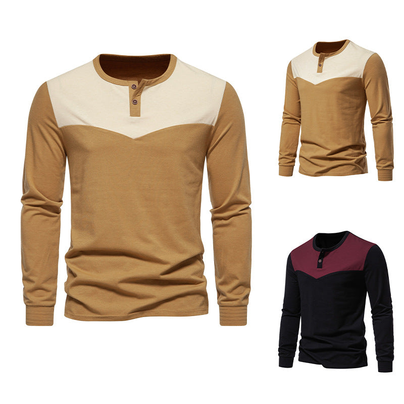 Herrer stilfuld kontrastpanel langærmet henley-shirt Stilla