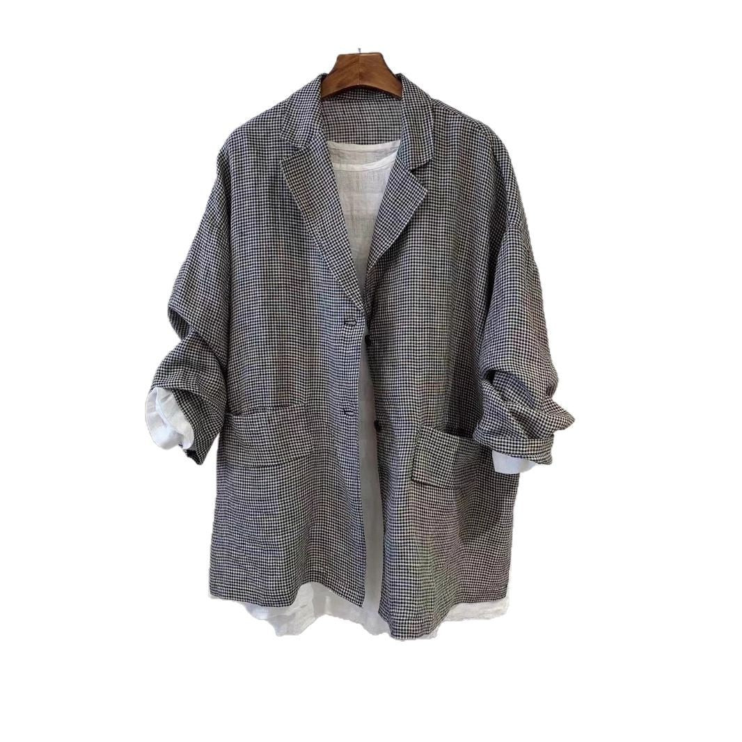 Dame Relaxed Fit Stribet Linned Blazer Stilla