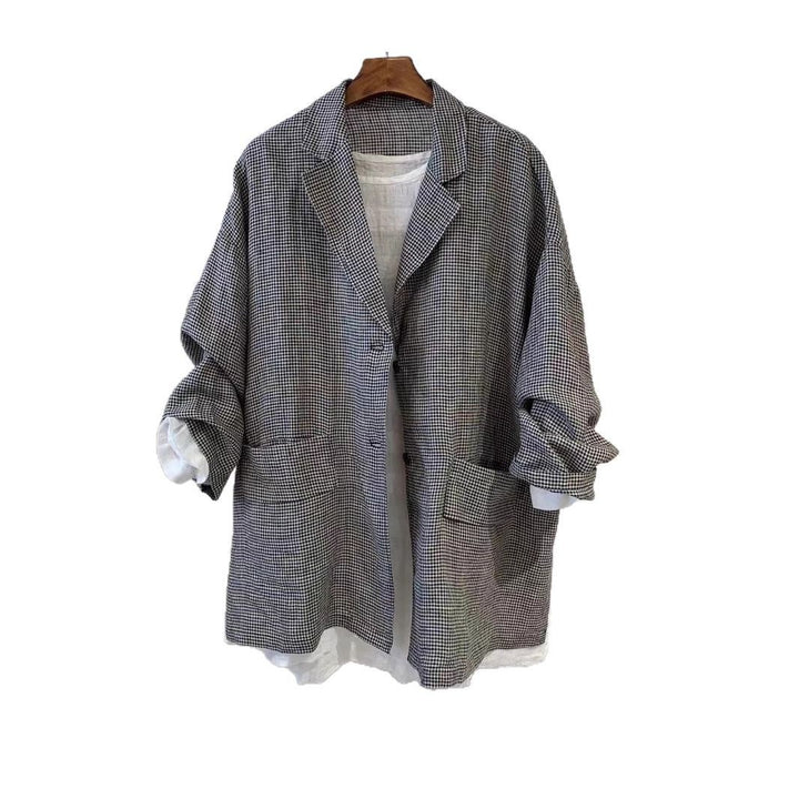 Dame Relaxed Fit Stribet Linned Blazer Stilla