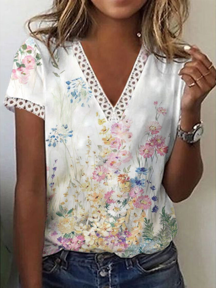 Dame Glitrende V-Pullover Bluse Skovae