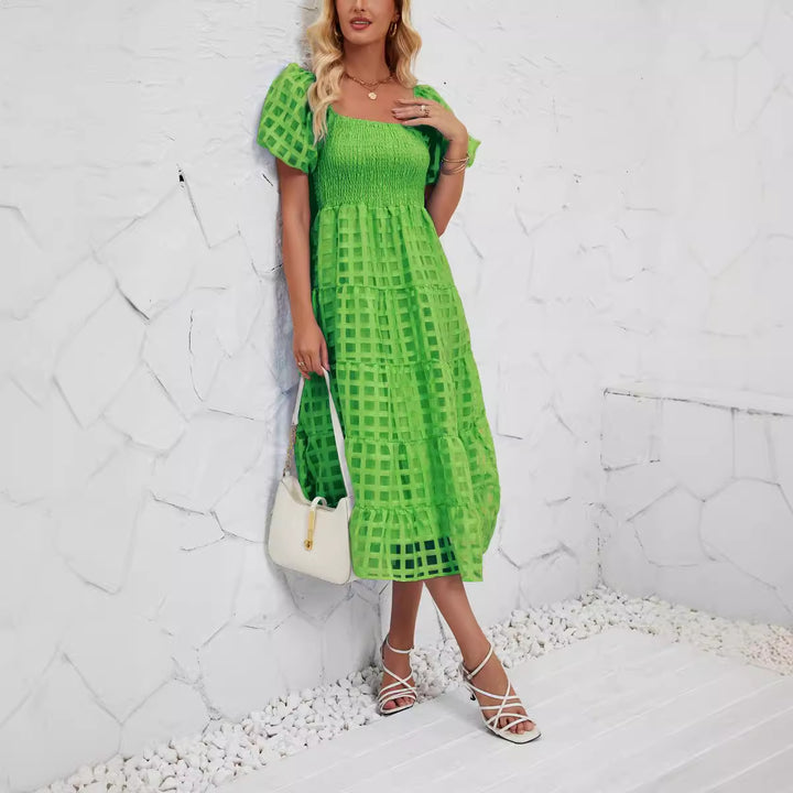 Dame Off-Shoulder Maxikjole med flæsedetaljer og luftig pasform Stilla