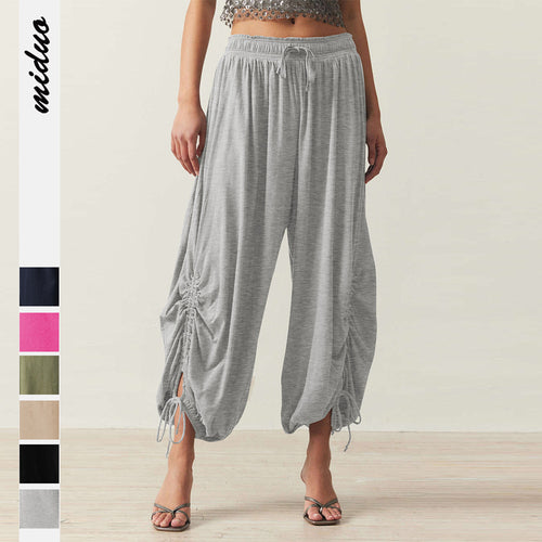 Dame afslappede Joggpants med variabel rynk og side slidsdetaljer Stilla