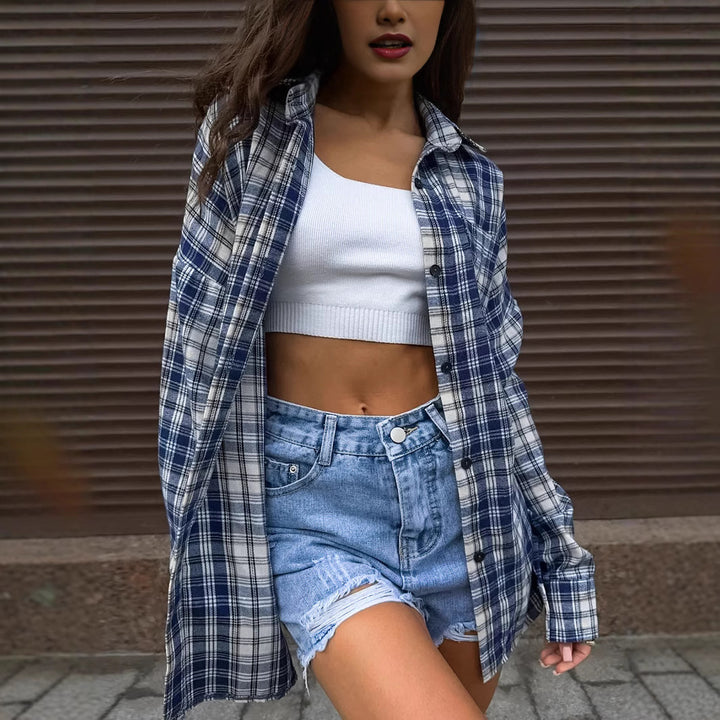 Dame casual plyssbluse i oversized-snit Stilla