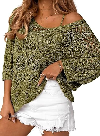 Dame strikpullover med åbent skulderdesign Stilla