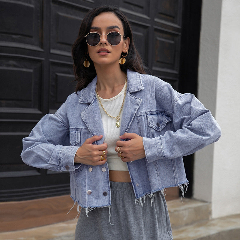 Dame fritid cropped top med afslappet jeansjakke Stilla