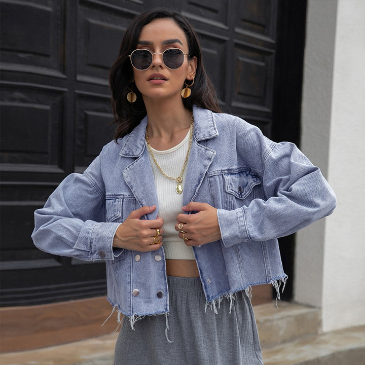 Dame fritid cropped top med afslappet jeansjakke Stilla