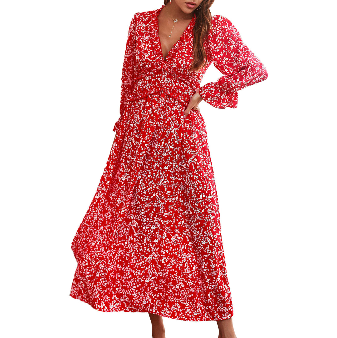 Dame Maxi-kjole med blomstret design og voluminøse ærmer Stilla
