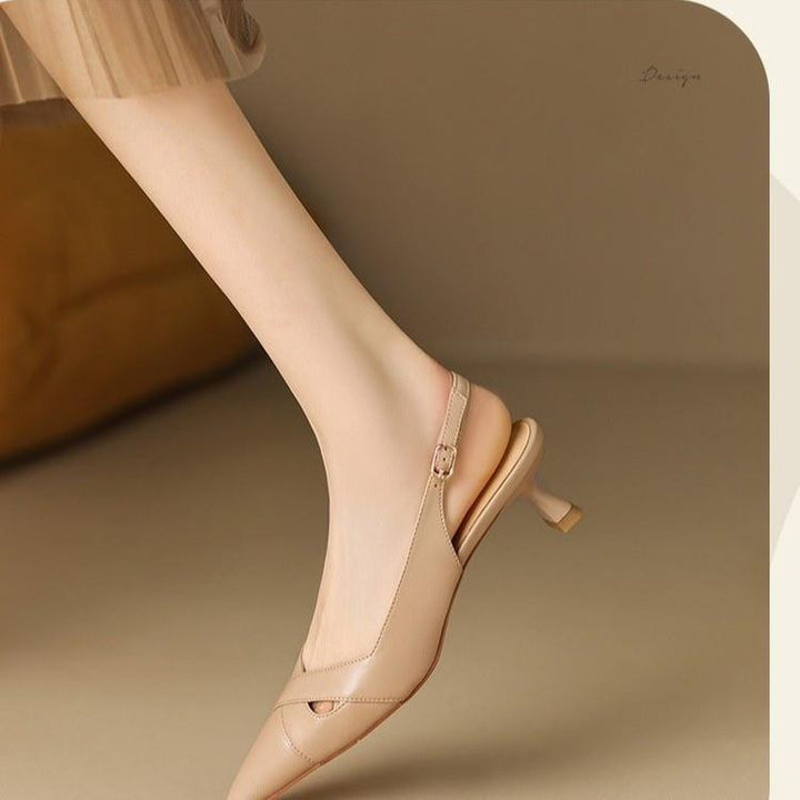 Femme Spitz-Tå Slingback-Flade med Krydsdetalje Stilla