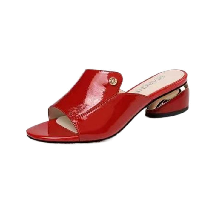 Dame elegante Slingback-pantoletten med skinnende remdesign og komfortabel blokhæl Stilla