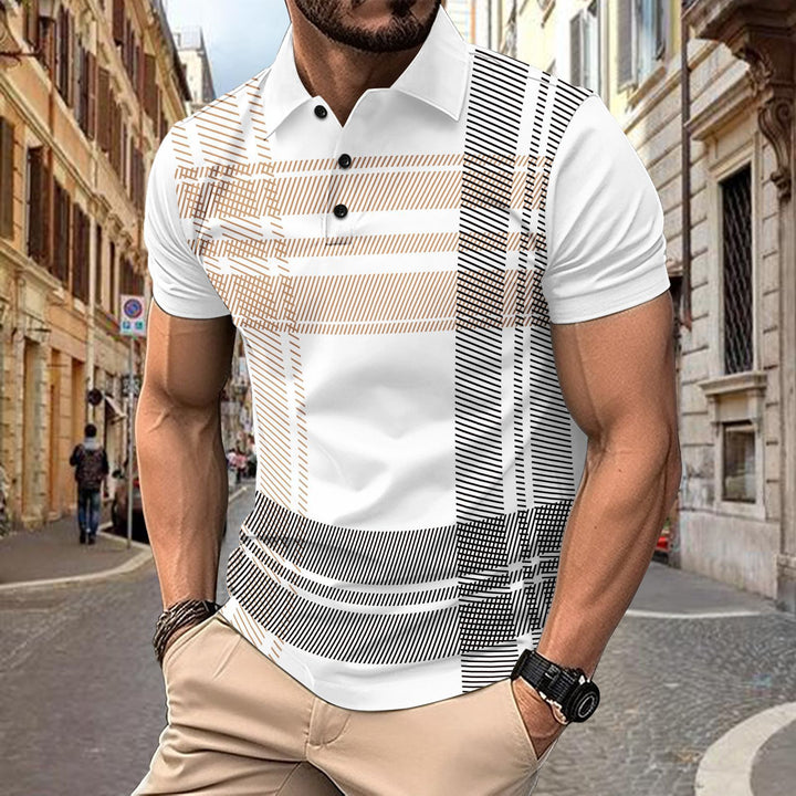 Herrer polo shirt med moderne ternet mønster Stilla