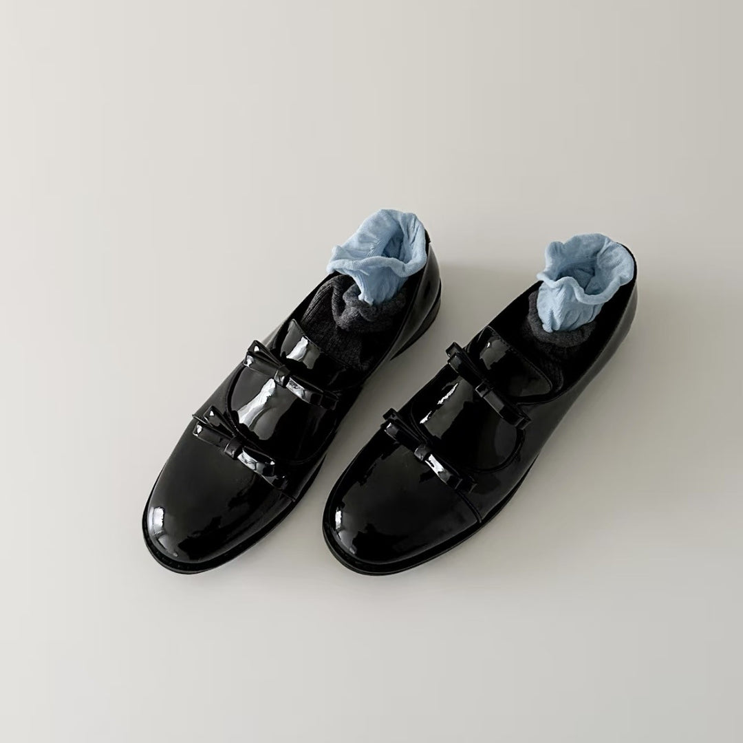 Femme Elegant Patenteret Læder Dobbeltrem Ballerinaer Stilla