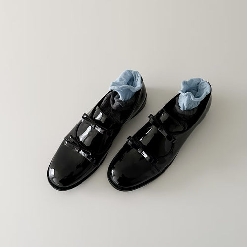 Femme Elegant Patenteret Læder Dobbeltrem Ballerinaer Stilla