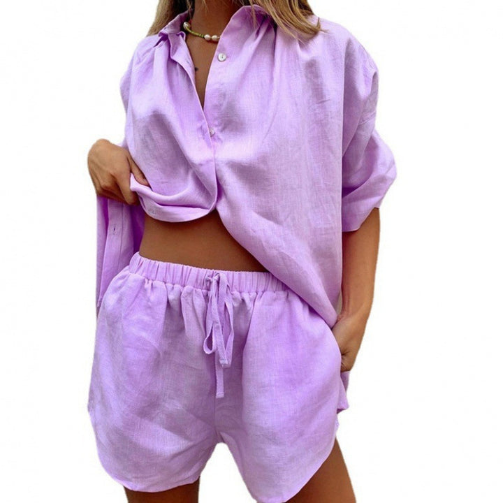 Damer Luftige Linned bluse med løse shorts Stilla
