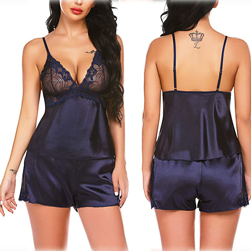 Dame Satin-Spids-Camisole og Shorts Sæt Stilla